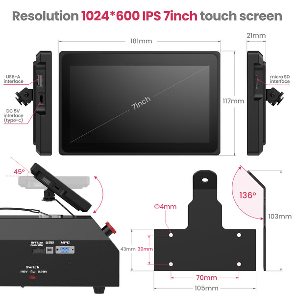 NymoLabs 4 AXIS USB CNC Offline GRBL Control Module with 7inch IPS Touch Screen