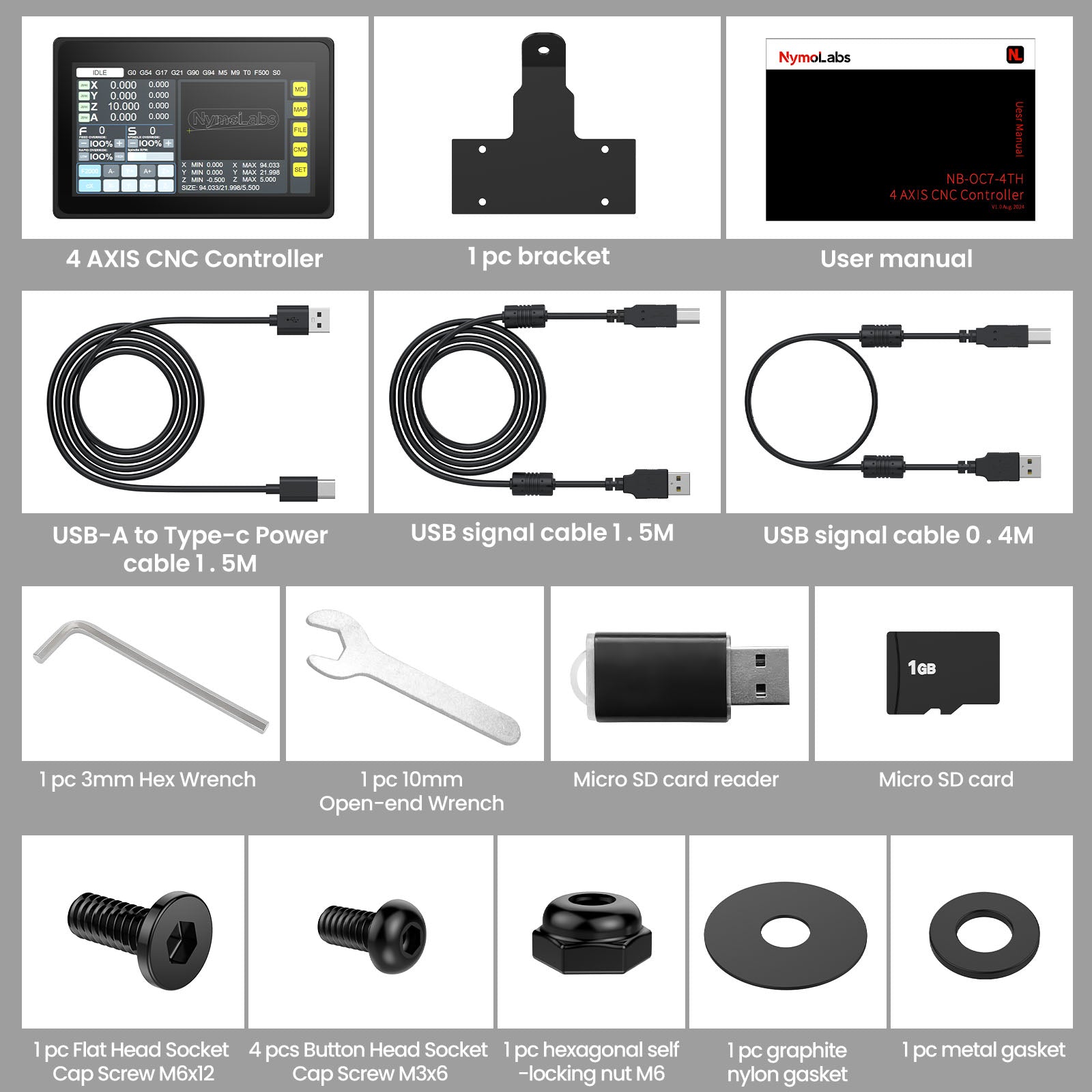 NymoLabs 4 AXIS USB CNC Offline GRBL Control Module with 7inch IPS Touch Screen