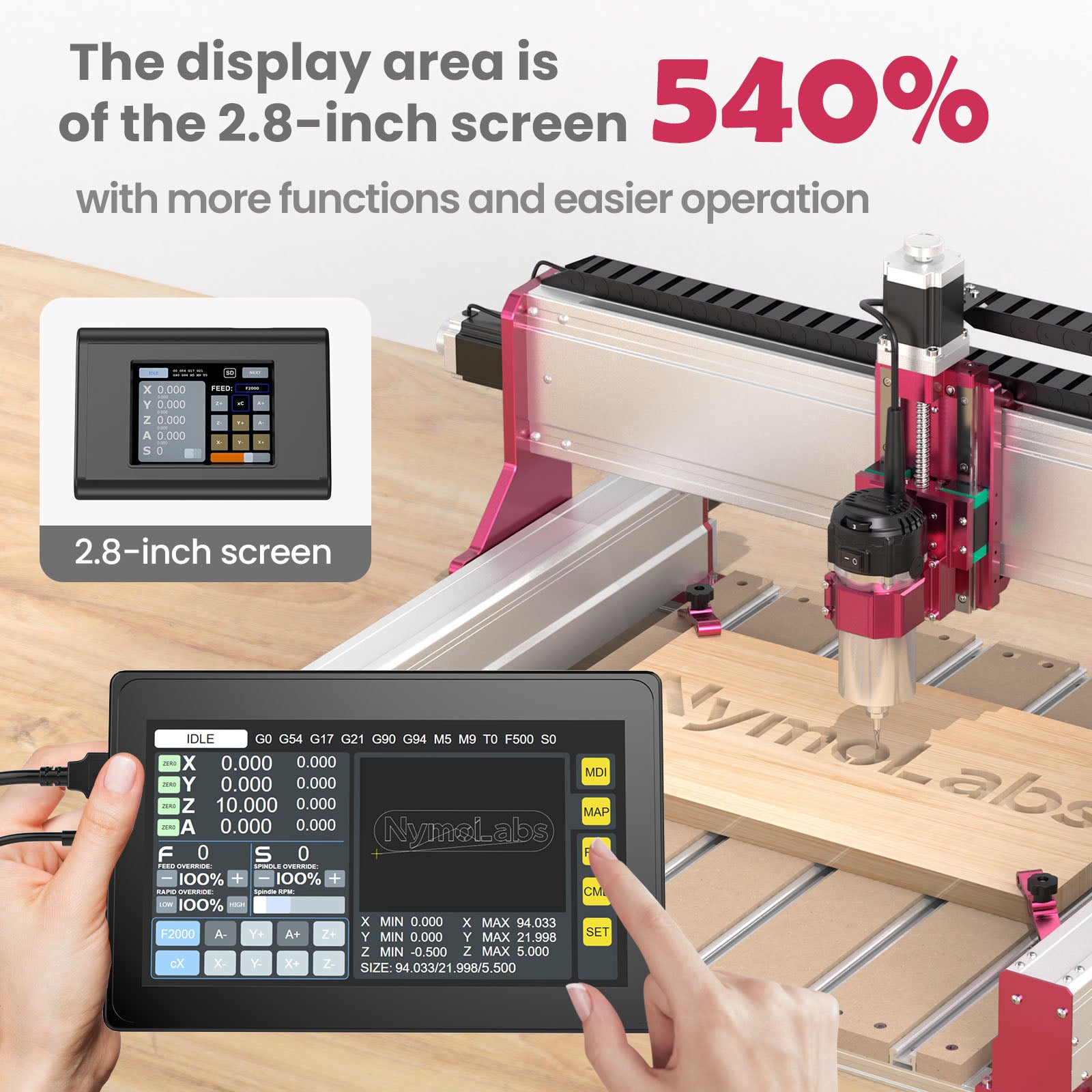 NymoLabs 4 AXIS USB CNC Offline GRBL Control Module with 7inch IPS Touch Screen