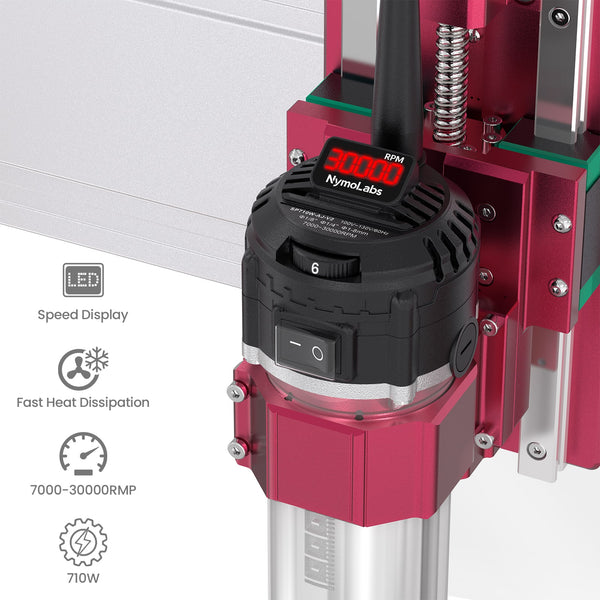 710W CNC Spindle Motor with Speed Display, 6-Speed Adjustable, 7000–30000 RPM, 65mm Diameter, 1/4" ER11 Collet,for  Most CNC Milling Machines 110V/220V