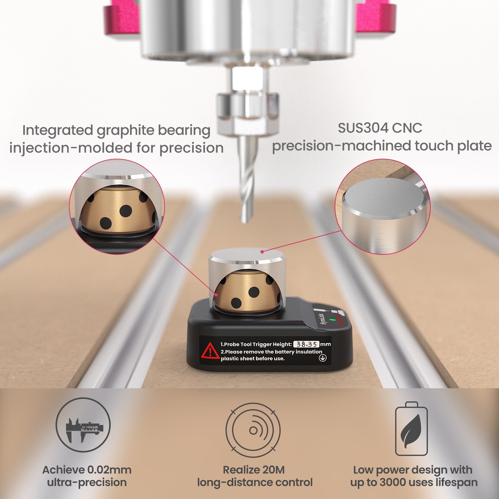 NymoLabs Wireless  Probe – Precision Z-Axis Tool Setter, GRBL & Mach3 Compatible