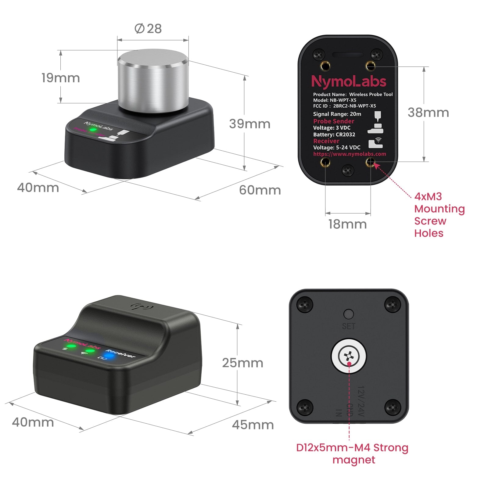 NymoLabs Wireless  Probe – Precision Z-Axis Tool Setter, GRBL & Mach3 Compatible