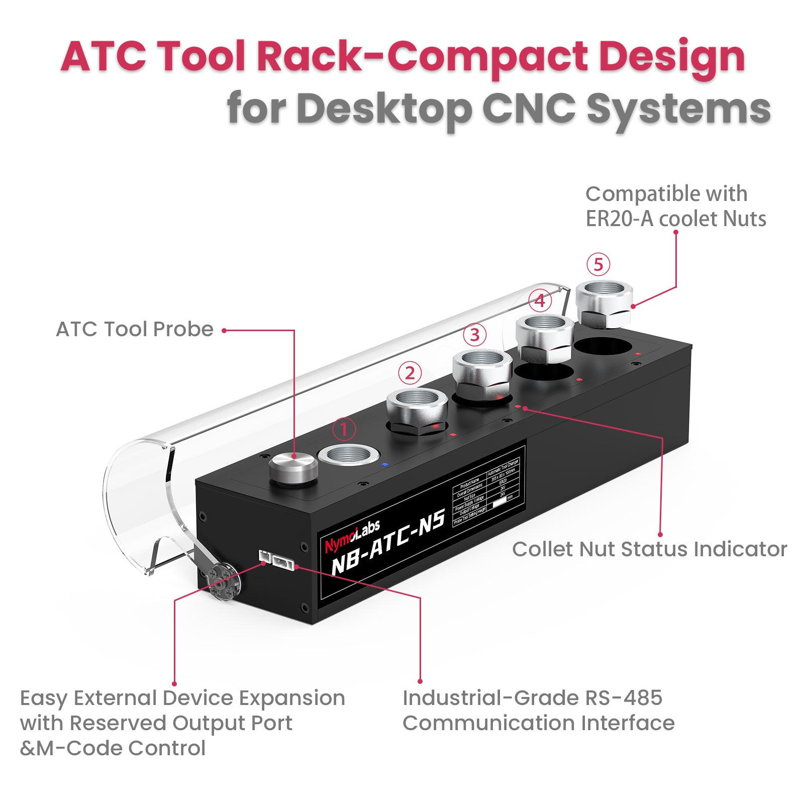 [2026 NEW] NB-ATC-N5 Tool Magazine with Integrated Tool Probe (Compatible Only with NymoLabs NB4 Control System)
