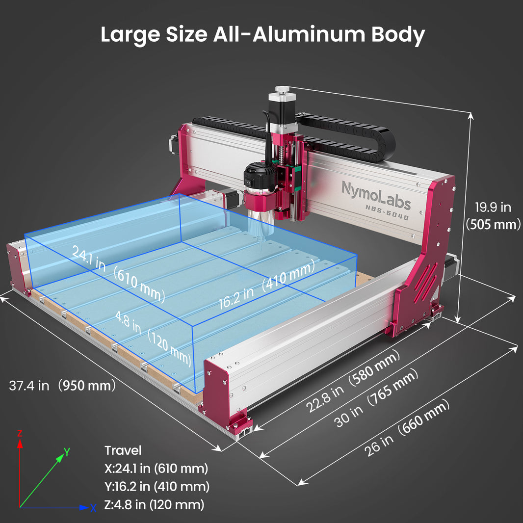 NymoLabs NBS-6040 CNC Router Machine – 610×410mm, 710W Spindle, Wood ...