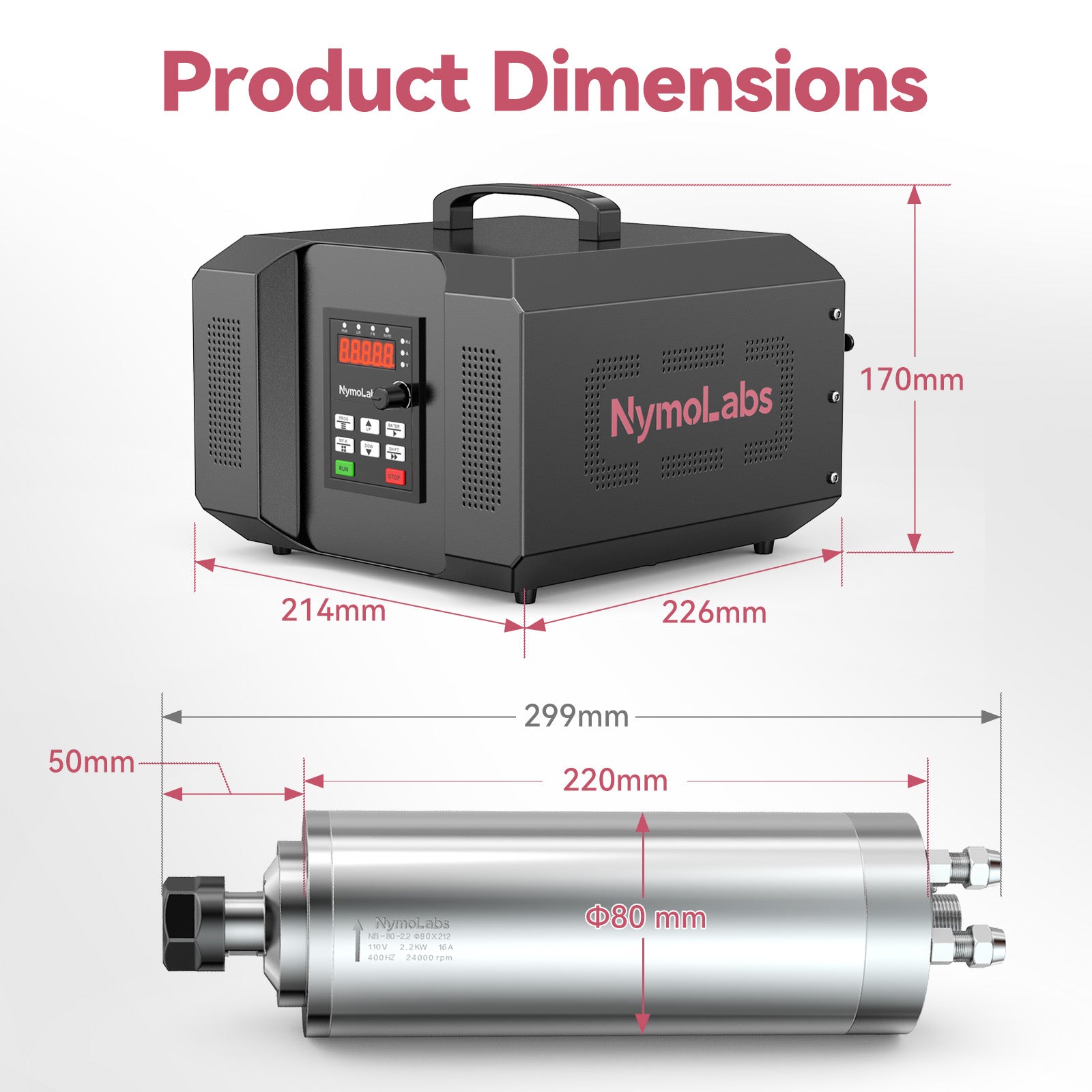 [Bundle Discount]2.2KW ER20 Water Cooled Spindle Kit+80mm Spindle Mount