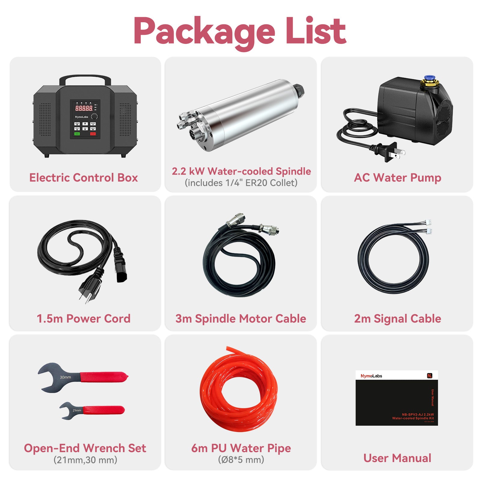 [Bundle Discount]2.2KW ER20 Water Cooled Spindle Kit+80mm Spindle Mount