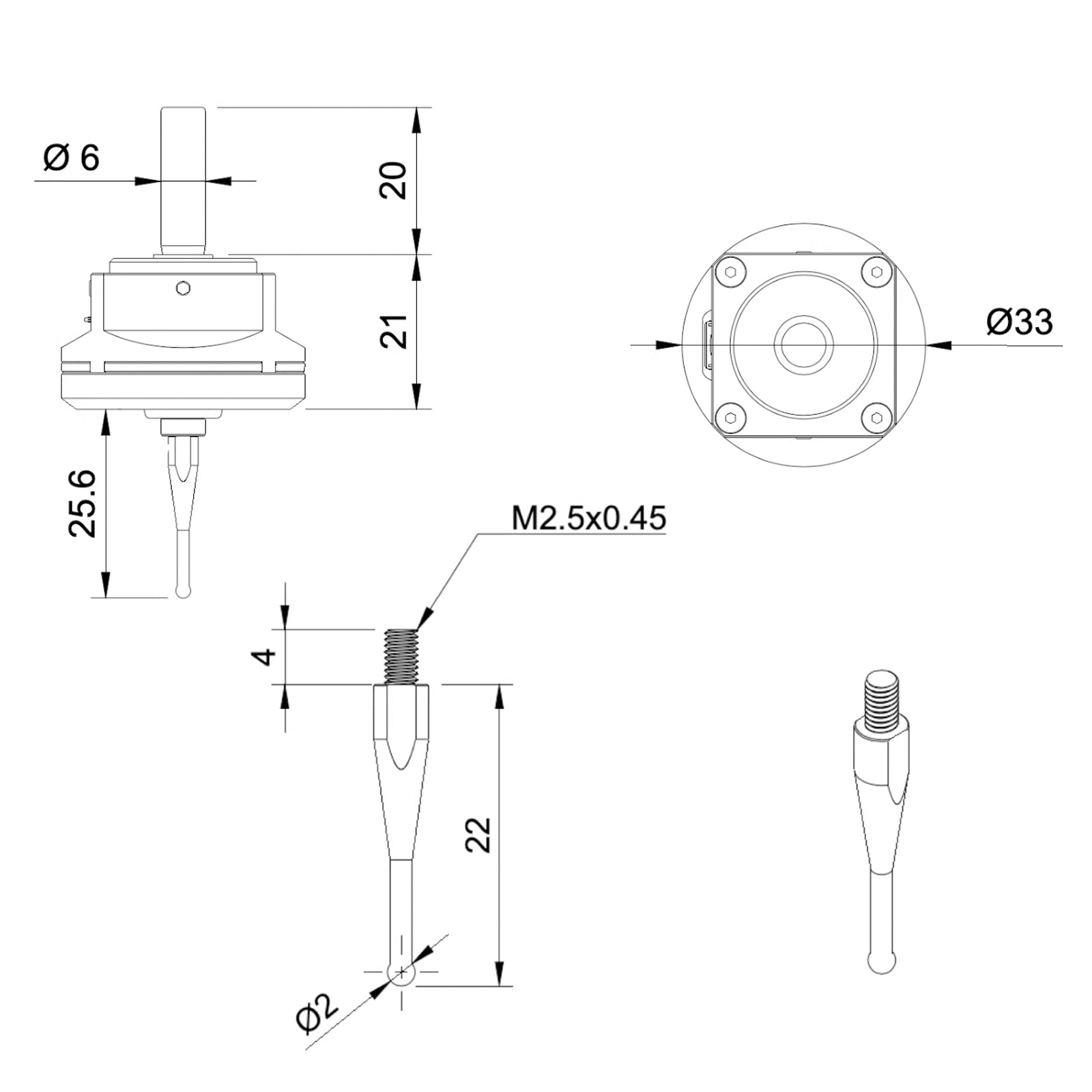 NB-3DTP-NO 3D Touch Probe (NPN-NO) for 3-Wire Interface, Compatible with GRBL & Mach3 Systems