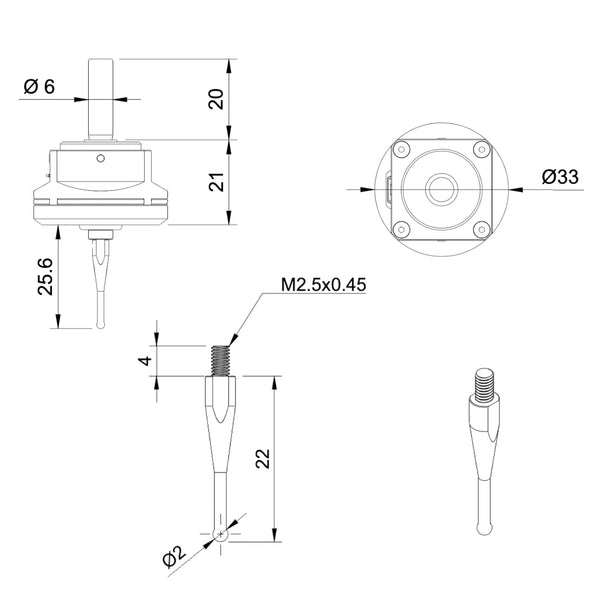 NB-3DTP-NO 3D Touch Probe (NPN-NO) for 3-Wire Interface, Compatible with GRBL & Mach3 Systems